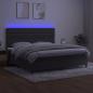 Preview: Boxspringbett mit Matratze & LED Dunkelgrau 200x200 cm Samt