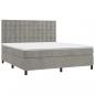 Preview: Boxspringbett mit Matratze & LED Hellgrau 160x200 cm Samt