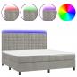 Preview: Boxspringbett mit Matratze & LED Hellgrau 200x200 cm Samt