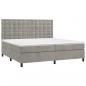 Preview: Boxspringbett mit Matratze & LED Hellgrau 200x200 cm Samt