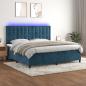 Preview: ARDEBO.de - Boxspringbett mit Matratze & LED Dunkelblau 200x200 cm Samt