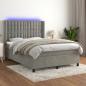 Preview: ARDEBO.de - Boxspringbett mit Matratze & LED Hellgrau 140x200 cm Samt