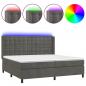 Preview: Boxspringbett mit Matratze & LED Dunkelgrau 200x200 cm Samt