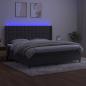 Preview: Boxspringbett mit Matratze & LED Dunkelgrau 200x200 cm Samt