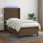 Preview: ARDEBO.de - Boxspringbett mit Matratze & LED Dunkelbraun 90x190 cm Stoff