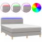 Preview: Boxspringbett mit Matratze & LED Hellgrau 140x190 cm Stoff