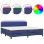 Preview: Boxspringbett mit Matratze & LED Blau 200x200 cm Stoff