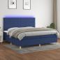 Preview: ARDEBO.de - Boxspringbett mit Matratze & LED Blau 200x200 cm Stoff