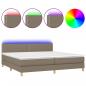 Preview: ARDEBO.de - Boxspringbett mit Matratze & LED Taupe 200x200 cm Stoff