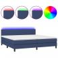 Preview: Boxspringbett mit Matratze & LED Blau 200x200 cm Stoff