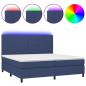 Preview: Boxspringbett mit Matratze & LED Blau 200x200 cm Stoff