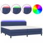 Preview: Boxspringbett mit Matratze & LED Blau 200x200 cm Stoff