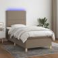 Preview: ARDEBO.de - Boxspringbett mit Matratze & LED Taupe 100x200 cm Stoff