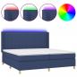 Preview: Boxspringbett mit Matratze & LED Blau 200x200 cm Stoff