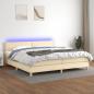 Preview: ARDEBO.de - Boxspringbett mit Matratze & LED Creme 200x200 cm Stoff