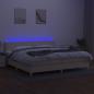 Preview: Boxspringbett mit Matratze & LED Creme 200x200 cm Stoff