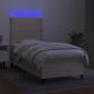 Preview: Boxspringbett mit Matratze & LED Creme 100x200 cm Stoff