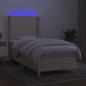 Preview: Boxspringbett mit Matratze & LED Creme 100x200 cm Stoff