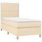 Preview: Boxspringbett mit Matratze & LED Creme 100x200 cm Stoff