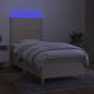 Preview: Boxspringbett mit Matratze & LED Creme 100x200 cm Stoff