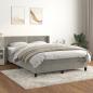 Preview: ARDEBO.de - Boxspringbett mit Matratze Hellgrau 140x200 cm Samt