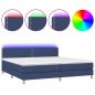 Preview: Boxspringbett mit Matratze & LED Blau 200x200 cm Stoff