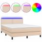 Preview: Boxspringbett mit Matratze & LED Cappuccino-Braun 140x190cm