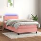 Preview: ARDEBO.de - Boxspringbett mit Matratze & LED Rosa 90x190 cm Samt