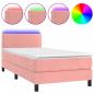 Preview: Boxspringbett mit Matratze & LED Rosa 90x190 cm Samt