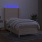 Preview: Boxspringbett mit Matratze & LED Creme 90x190 cm Stoff