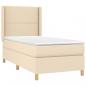 Preview: Boxspringbett mit Matratze & LED Creme 90x190 cm Stoff