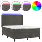 Preview: Boxspringbett mit Matratze & LED Dunkelgrau 140x190 cm Samt