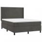 Preview: Boxspringbett mit Matratze & LED Dunkelgrau 140x190 cm Samt