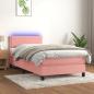 Preview: ARDEBO.de - Boxspringbett mit Matratze & LED Rosa 100x200 cm Samt