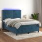 Preview: ARDEBO.de - Boxspringbett mit Matratze & LED Dunkelblau 140x190 cm Samt