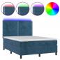 Preview: Boxspringbett mit Matratze & LED Dunkelblau 140x190 cm Samt