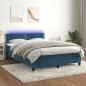 Preview: ARDEBO.de - Boxspringbett mit Matratze & LED Dunkelblau 140x190 cm Samt