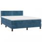 Preview: Boxspringbett mit Matratze & LED Dunkelblau 140x190 cm Samt