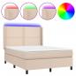 Preview: Boxspringbett mit Matratze & LED Cappuccino-Braun 140x200cm