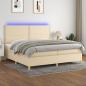 Preview: ARDEBO.de - Boxspringbett mit Matratze & LED Creme 200x200 cm Stoff