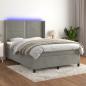 Preview: ARDEBO.de - Boxspringbett mit Matratze & LED Hellgrau 140x200 cm Samt