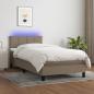 Preview: ARDEBO.de - Boxspringbett mit Matratze & LED Taupe 90x190 cm Stoff