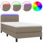 Preview: Boxspringbett mit Matratze & LED Taupe 90x190 cm Stoff