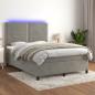 Preview: ARDEBO.de - Boxspringbett mit Matratze & LED Hellgrau 140x190 cm Samt