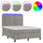 Preview: Boxspringbett mit Matratze & LED Hellgrau 140x190 cm Samt