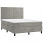 Preview: Boxspringbett mit Matratze & LED Hellgrau 140x190 cm Samt