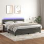 Preview: ARDEBO.de - Boxspringbett mit Matratze & LED Dunkelgrau 160x200 cm Samt