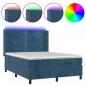 Preview: Boxspringbett mit Matratze & LED Dunkelblau 140x190 cm Samt