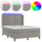 Preview: Boxspringbett mit Matratze & LED Hellgrau 140x190 cm Samt