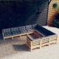 Preview: ARDEBO.de - 10-tlg. Garten-Lounge-Set mit Grauen Kissen Kiefernholz